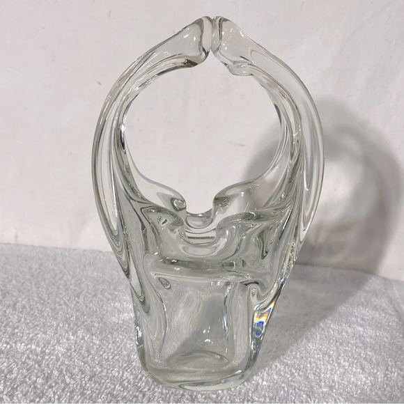Vintage MCM Murano Art Glass Clear Crystal Basket - Picture 5 of 14